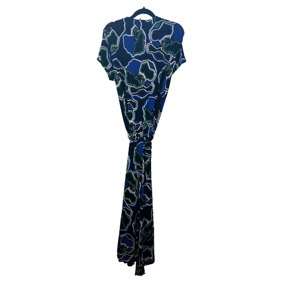NEW Chico’s Travelers Wrap Dress Rich Cobalt 8/10 Stencil Floral $139 Flora A58 - Picture 5 of 7